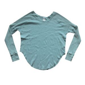 TNA Aritzia Alder Thermal Long Sleeve Waffle Shirt in Aqua- Size XS